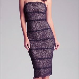 bebe xs midi black lace dress